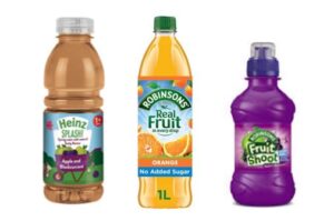 Photograph showing examples of sugar free fruit drinks