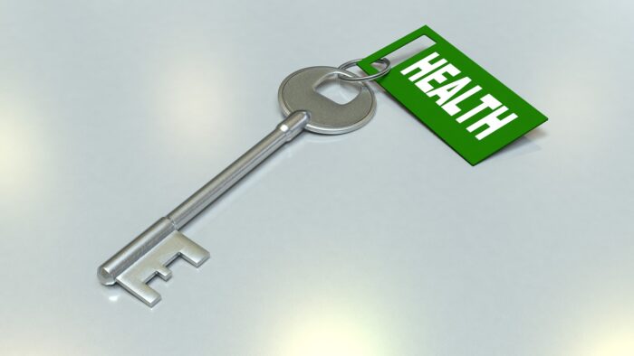 key to door labelled 'health'